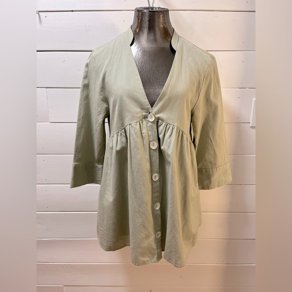 ZARA – Sage Green Button-Down Tunic Size S - Picture 1 of 10